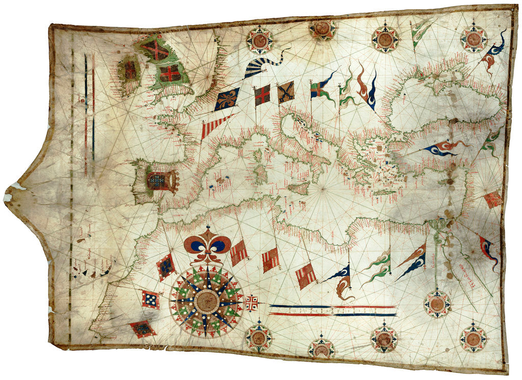 Detail of Chart of Mediterranean and north east Atlantic by Sebastiao Lopes