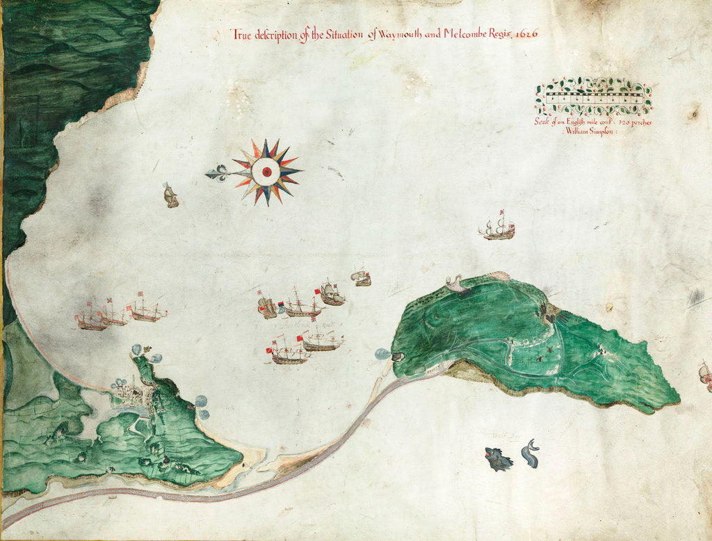 Detail of Chart 'A true description of the situation of Weymouth and Melcombe Regis', 1626 by William Simpson