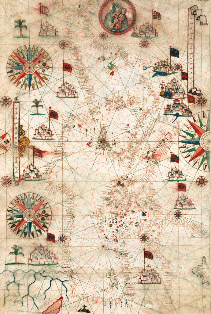Detail of Chart of Mediterranean Sea, with part of the Black Sea by Placido Caloiro y Oliva