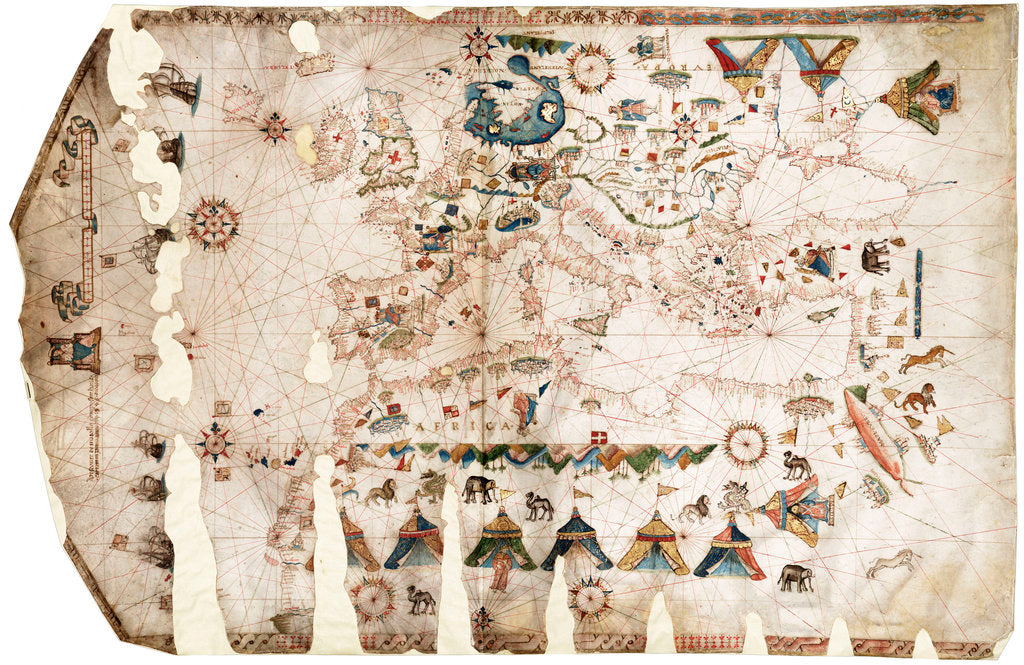 Detail of Mediterranean, Black Sea and the North East Atlantic by Vesconte Maggiolo