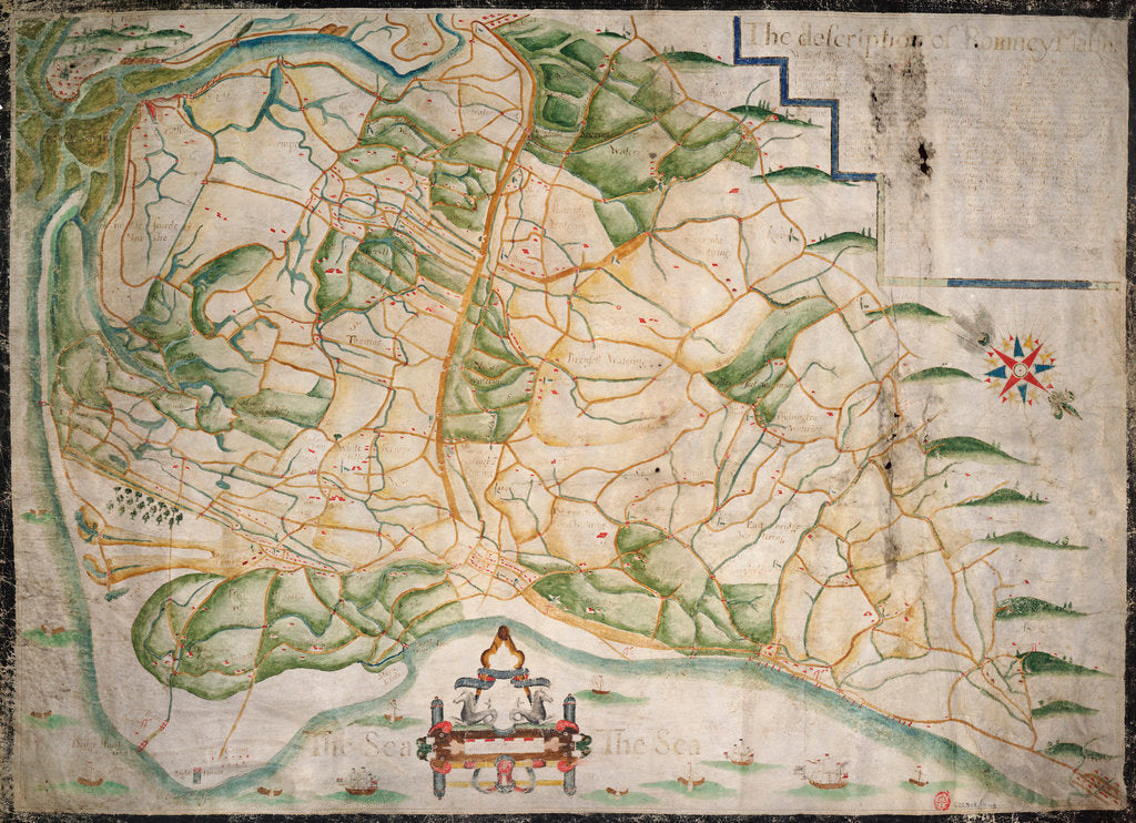 Detail of Chart of Romney Marsh by Elhanan Tucker