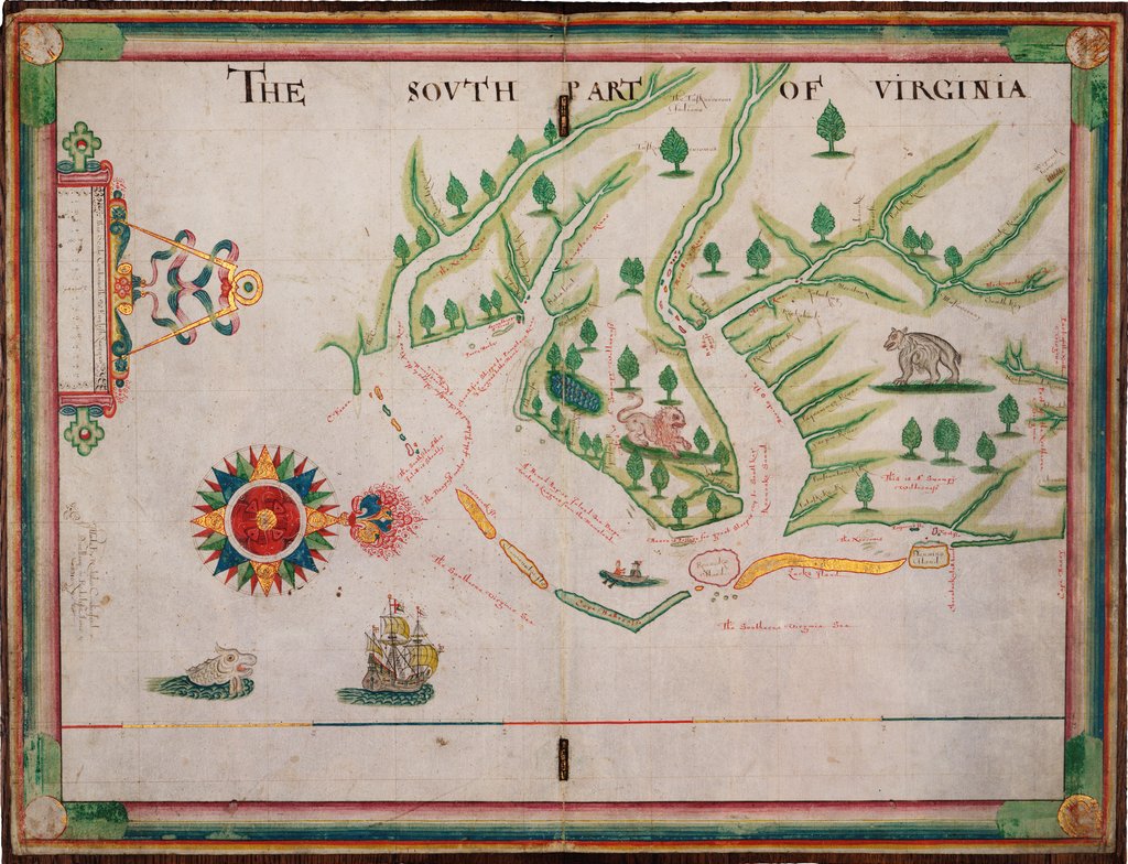 Detail of The south part of Virginia, 1657 by Nicholas Comberford