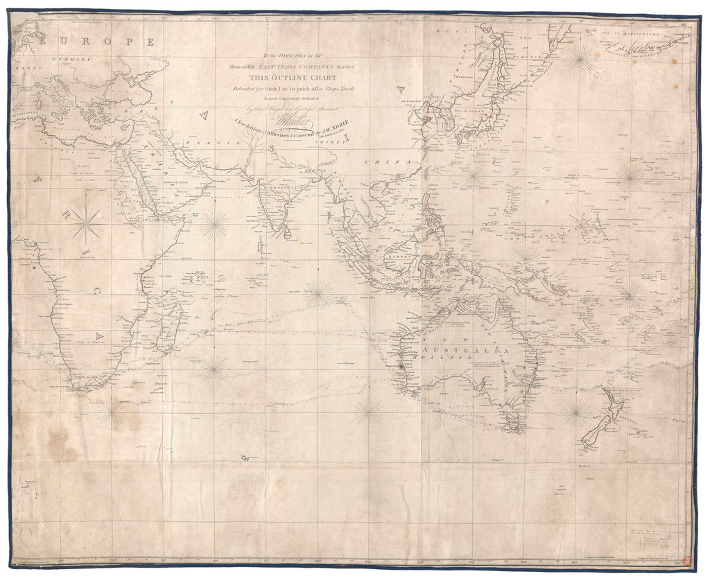 Detail of To the officers in the honourable East India Company's service this outline chart intended for their use to prick off a ship's track is most respectfully dedicated by W. Heather A new edition 1830 revised and corrected by J. W. Norie by J.W. Norie