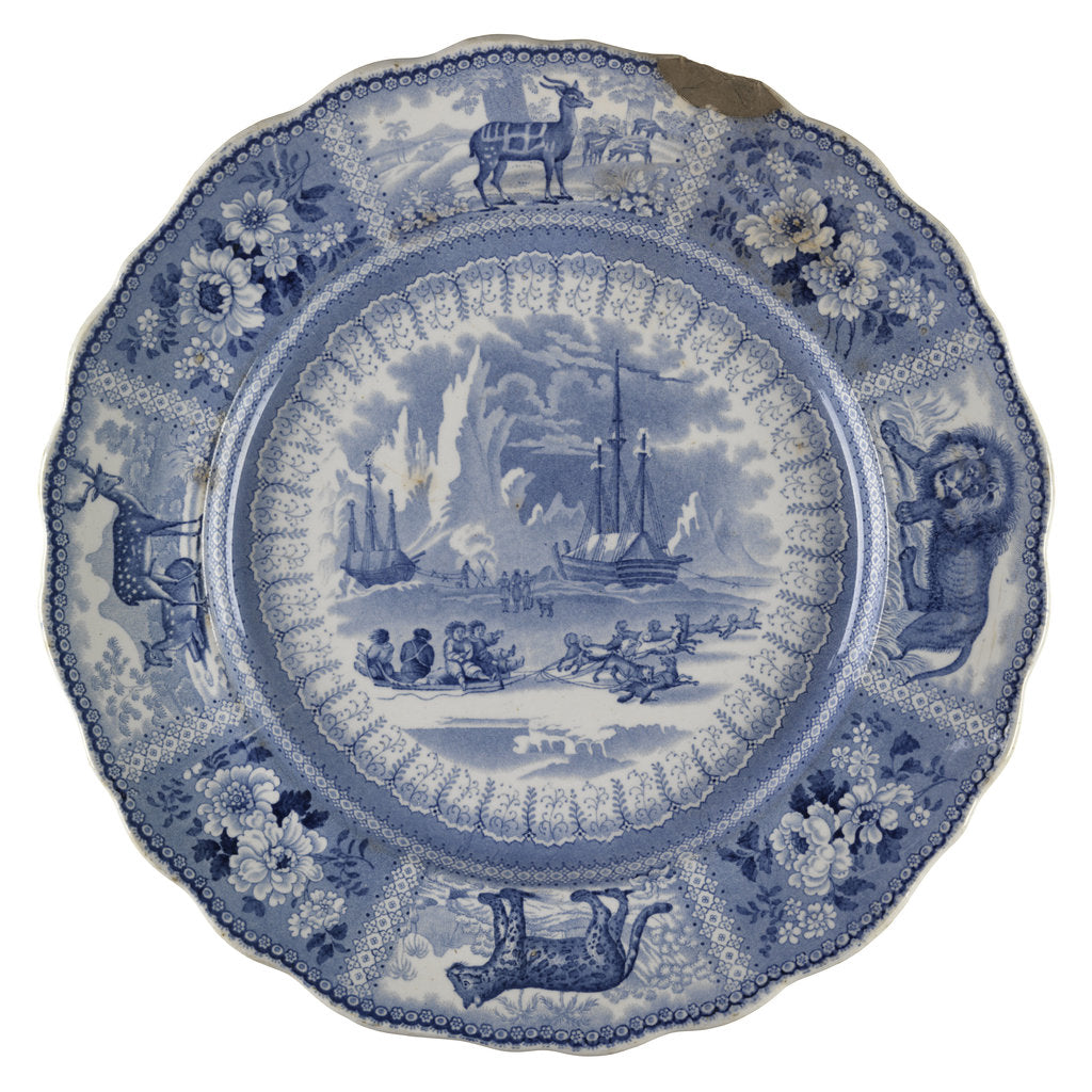Detail of Dinner plate of the 'Arctic Scenery' pattern by unknown