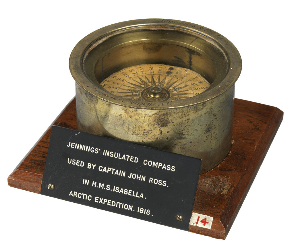 Detail of A magnetic dry-card compass of a type patented by Henry Jennings in 1818 (no. 4259) by Jennings and Company