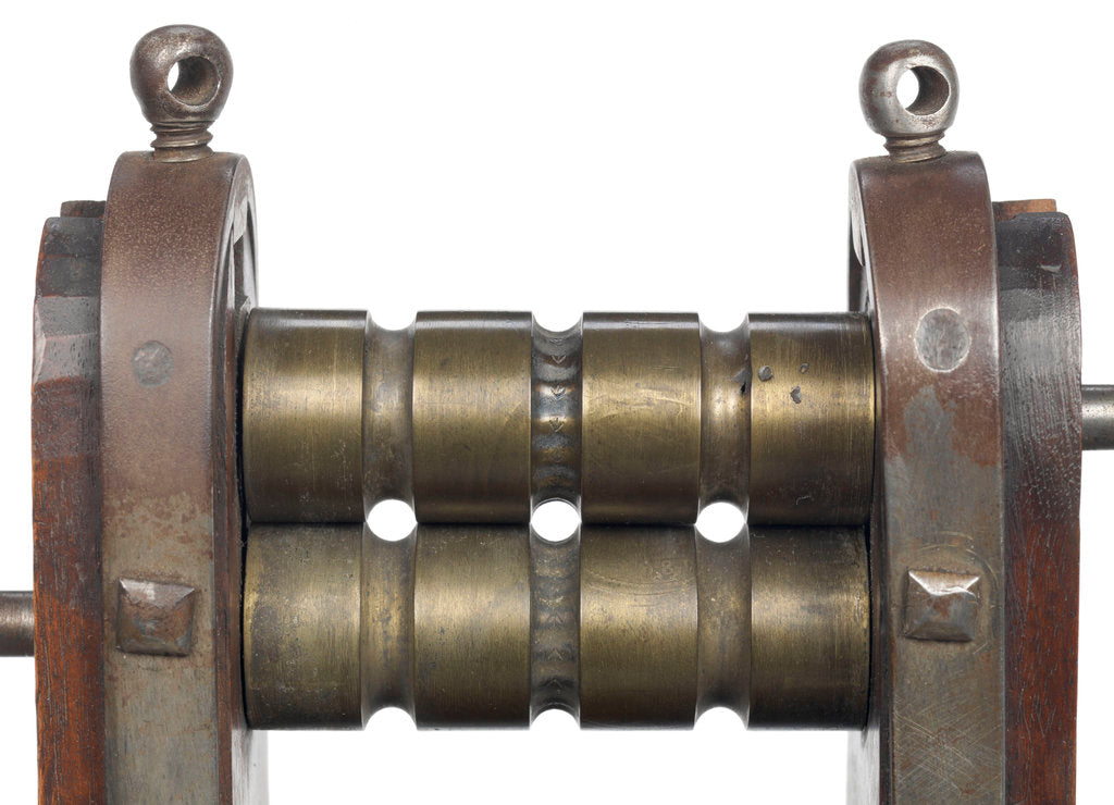 Detail of Metal bar rolling and branding machine by unknown