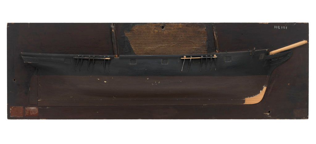 Detail of Half block model of a proposed 16-gun 6th rate sloop by unknown