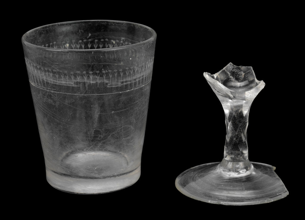 Detail of Glass tumbler and glass stem by unknown