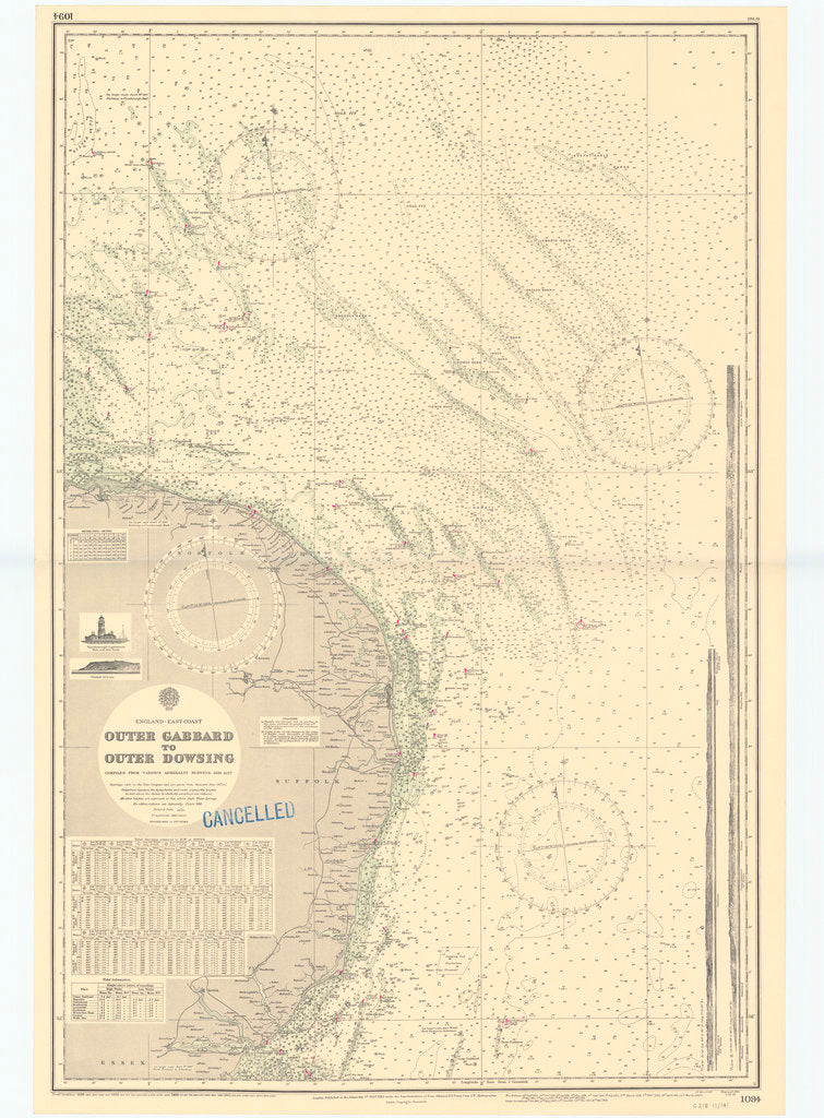 Detail of England-East Coast. Outer Gabbard to Outer Dowsing by British Admiralty