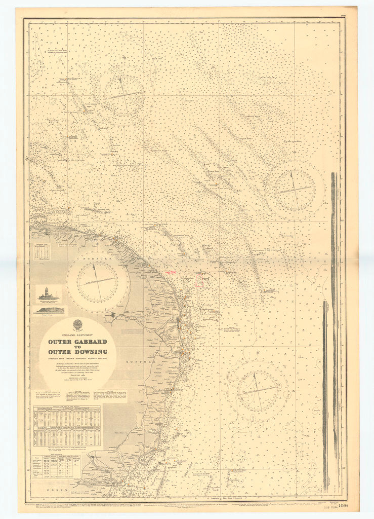 Detail of England-East Coast. Outer Gabbard to Outer Dowsing by British Admiralty