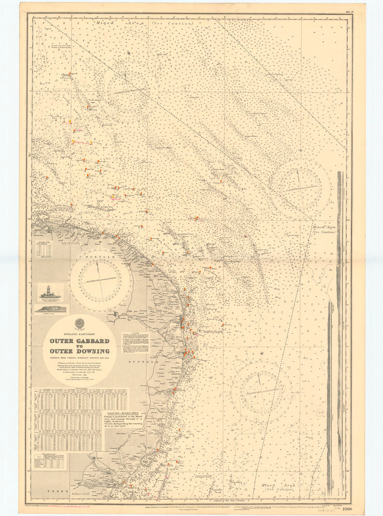Detail of England-East Coast. Outer Gabbard to Outer Dowsing by British Admiralty
