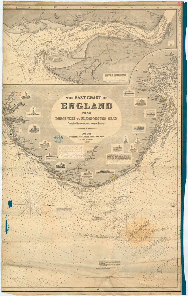 Detail of England East Coast from Dungeness to Flamborough Head by James Imray & Son