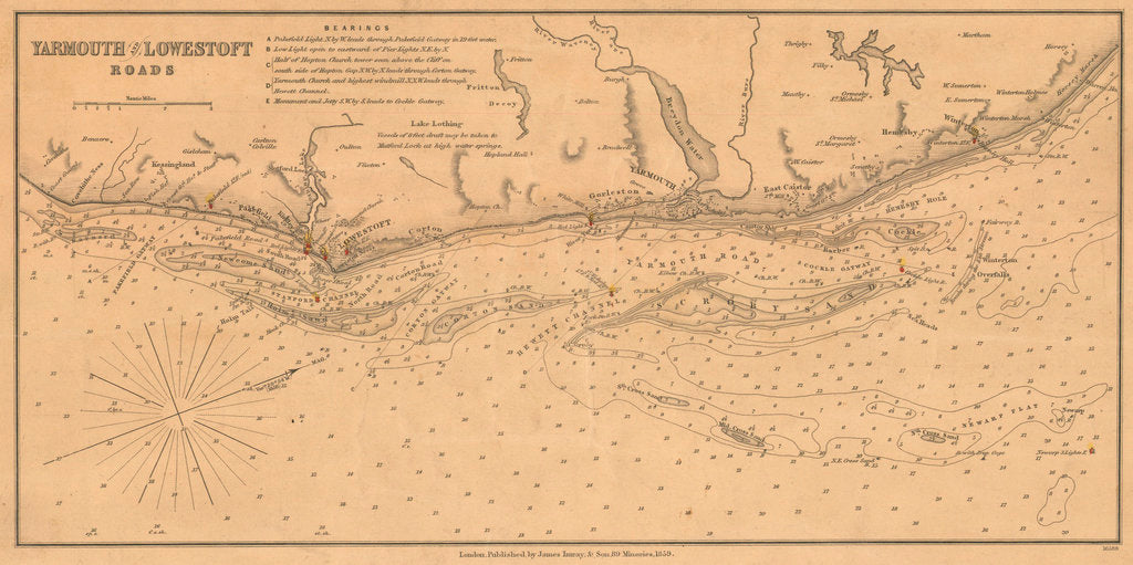 Detail of England East Coast: Yarmouth and Lowestoft Roads by James Imray & Son