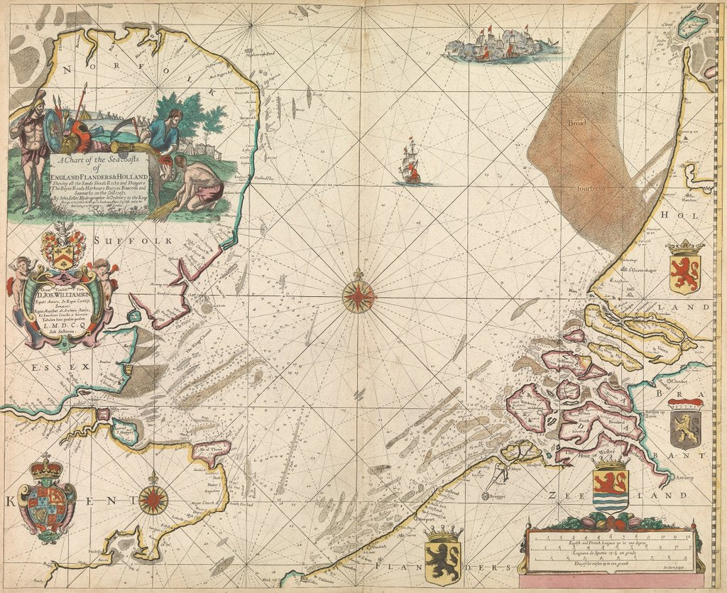 Detail of A chart of the sea coasts of England, Flanders and Holland by John Seller