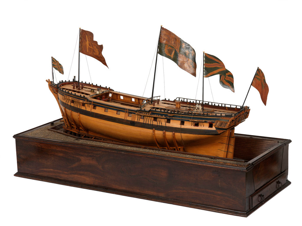 Detail of Model of the 'Mermaid' (1784), warship, frigate, 32 guns by George Stockwell
