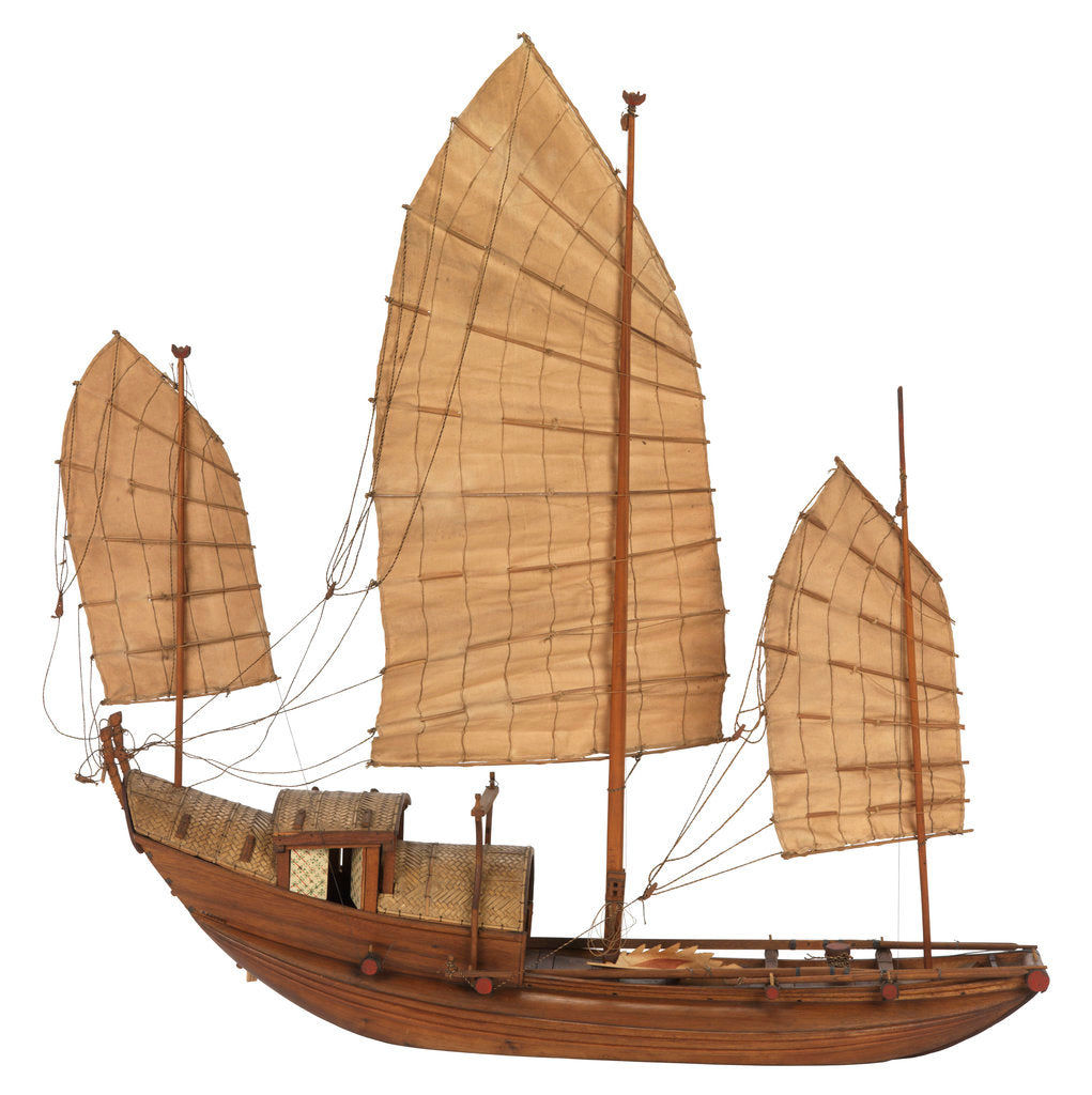 Detail of A model of a cargo vessel; Junk, Upper Yangtze by unknown