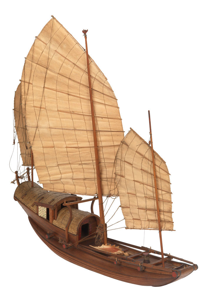 Detail of A model of a cargo vessel; Junk, Upper Yangtze by unknown