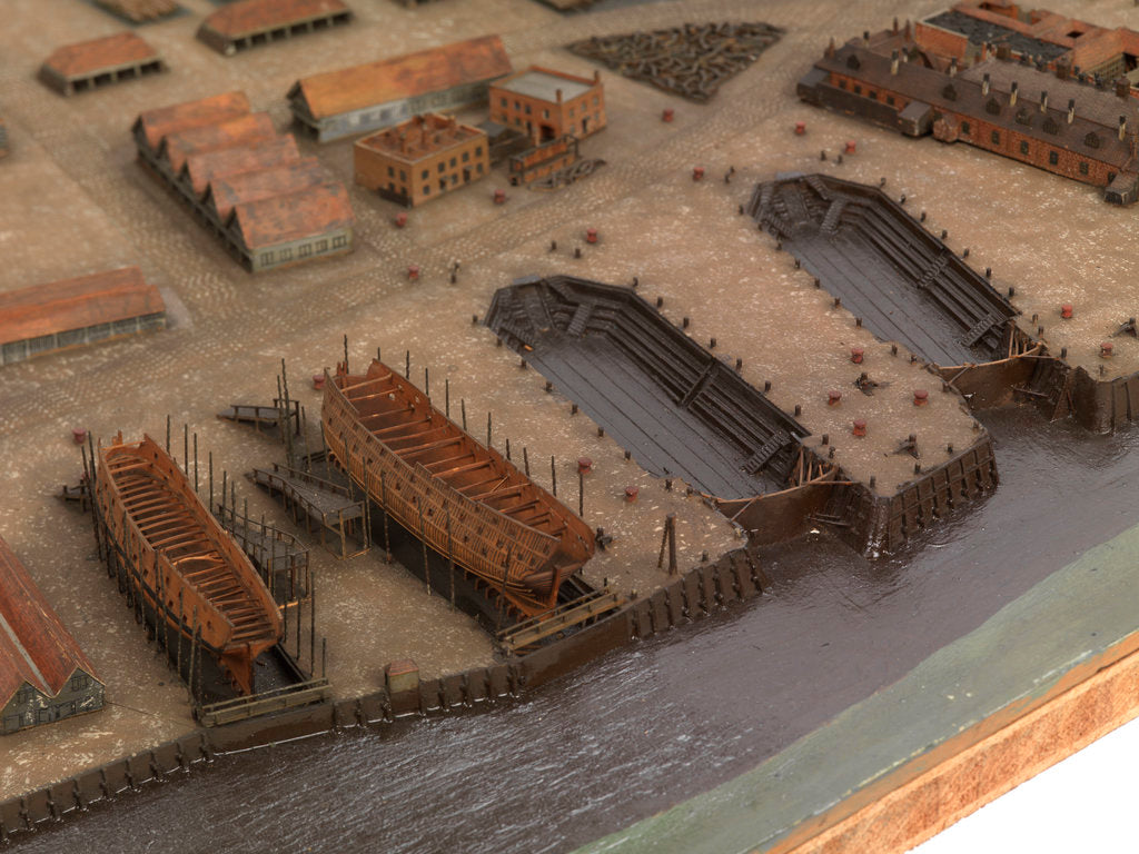Detail of Topographical model of Chatham Dockyard, 1772-1774 by William Phillips