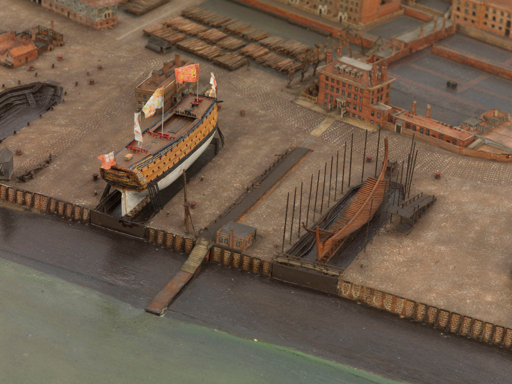 Detail of Topographical model of Chatham Dockyard, 1772-1774 by William Phillips
