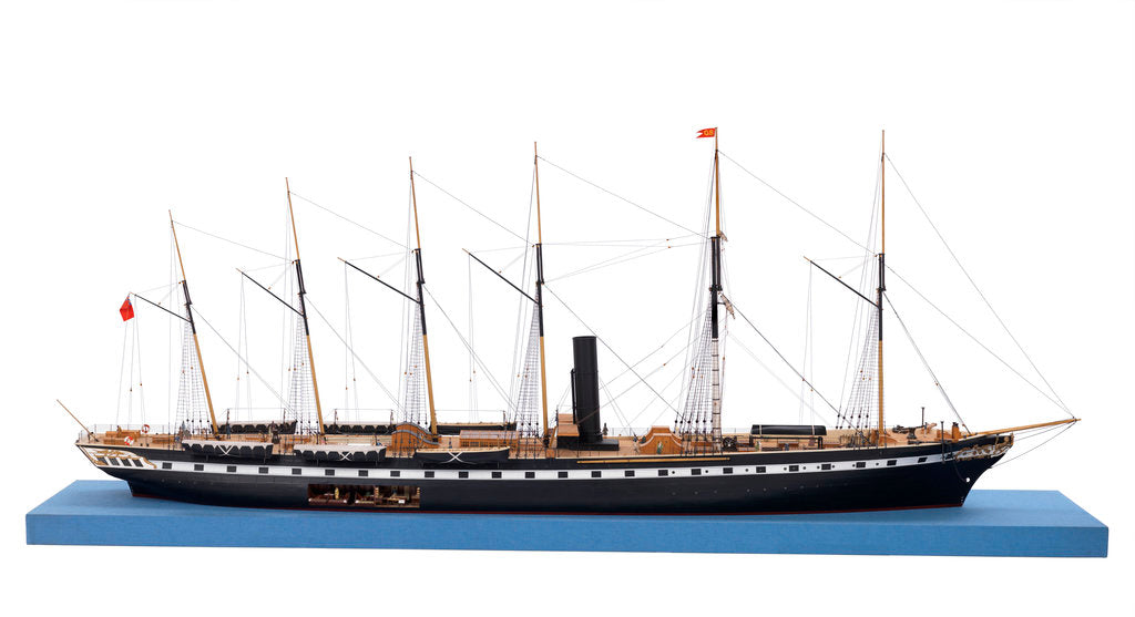 Detail of Ship model of the passenger/cargo vessel SS 'Great Britain' (1843) by Bassett-Lowke Ltd
