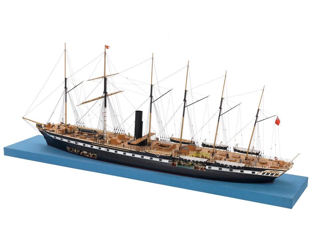 Detail of Ship model of the passenger/cargo vessel SS 'Great Britain' (1843) by Bassett-Lowke Ltd