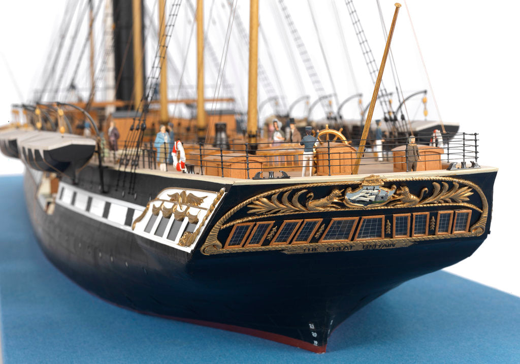 Detail of Ship model of the passenger/cargo vessel SS 'Great Britain' (1843) by Bassett-Lowke Ltd