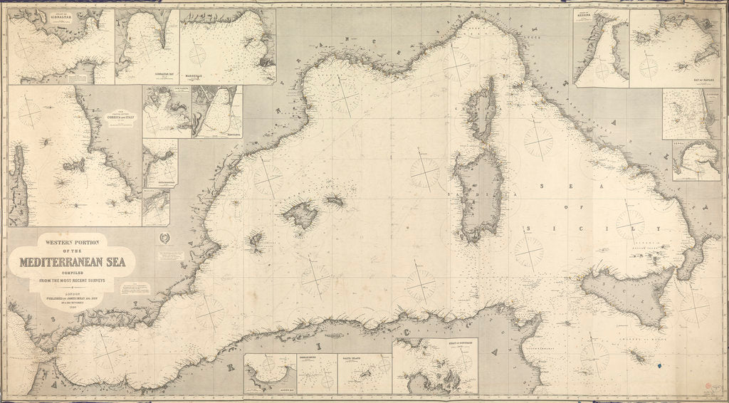 Detail of Chart of Western Mediterranean by James Imray & Son