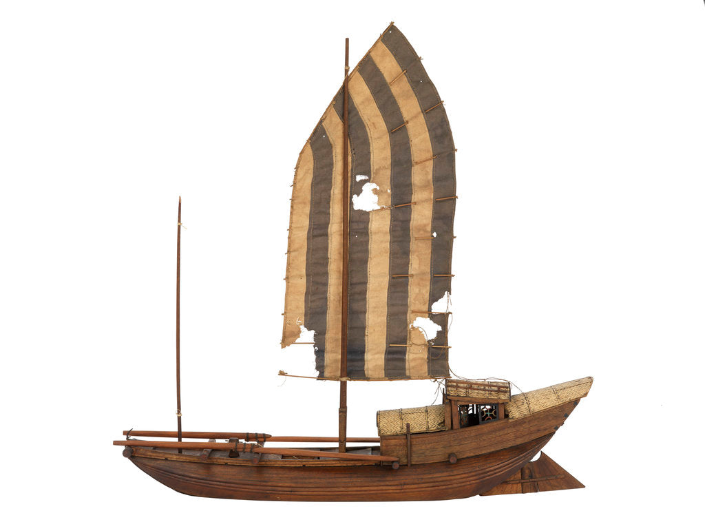 Detail of A model of a cargo vessel; River Junk, China by unknown