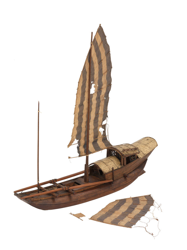 Detail of A model of a cargo vessel; River Junk, China by unknown