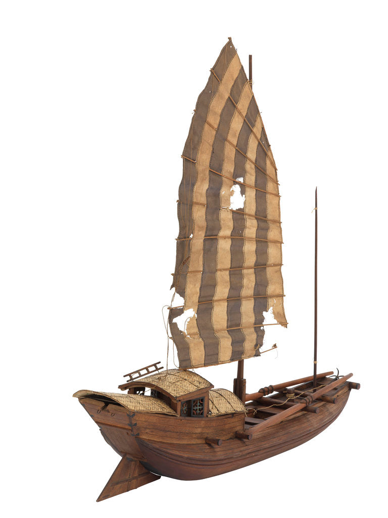 Detail of A model of a cargo vessel; River Junk, China by unknown