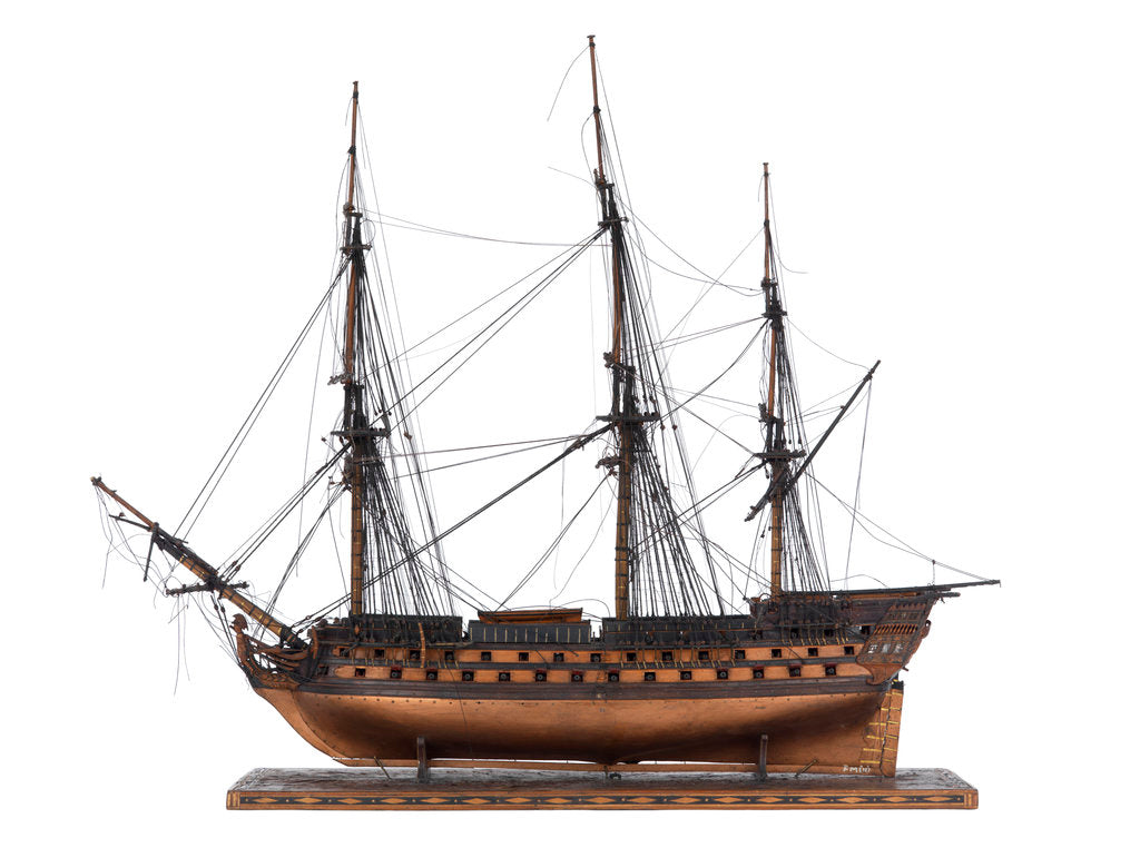 Detail of French warship, 80 guns by unknown