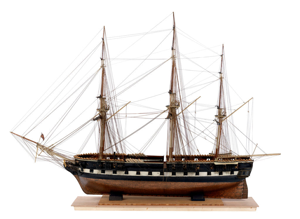 Detail of A full hull and rigged model of the warship and 36-gun frigate 'Phoebe' (1795) by unknown