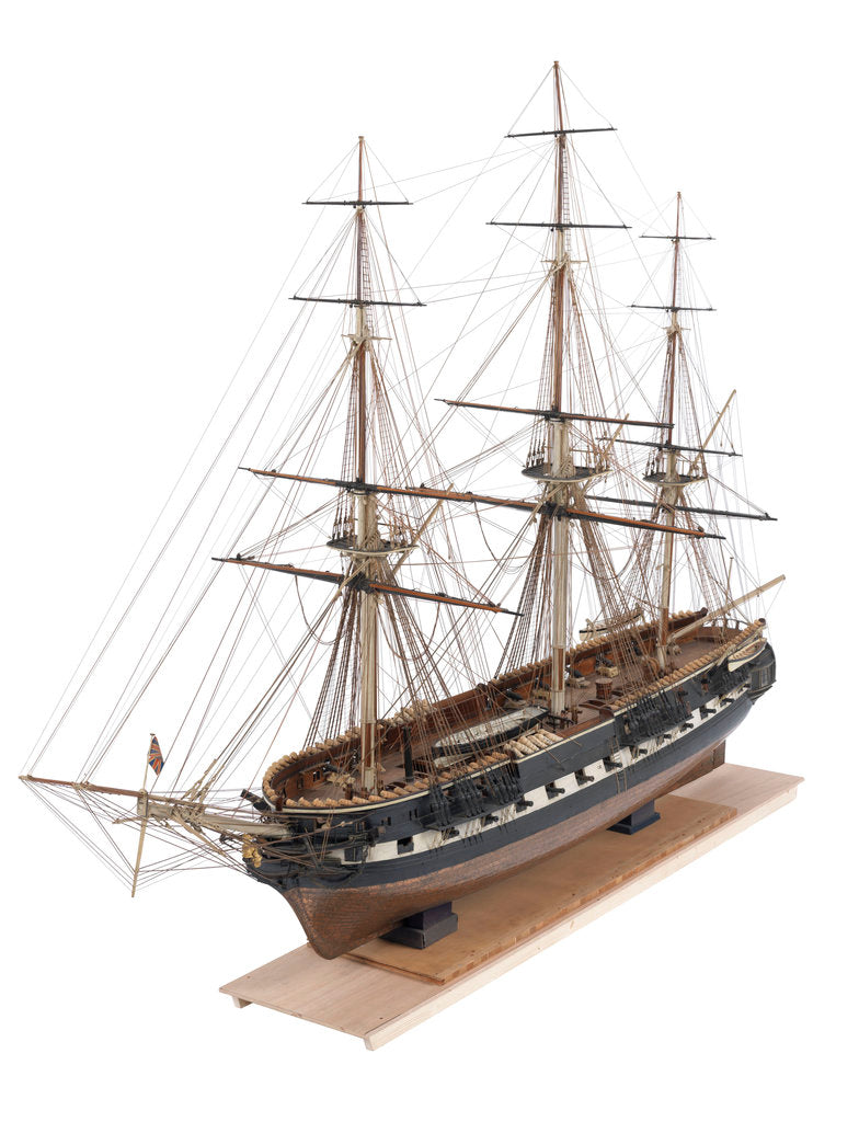 Detail of A full hull and rigged model of the warship and 36-gun frigate 'Phoebe' (1795) by unknown