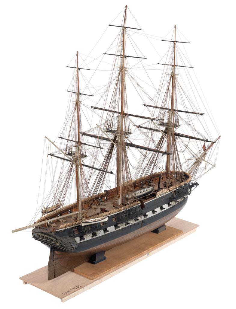 Detail of A full hull and rigged model of the warship and 36-gun frigate 'Phoebe' (1795) by unknown