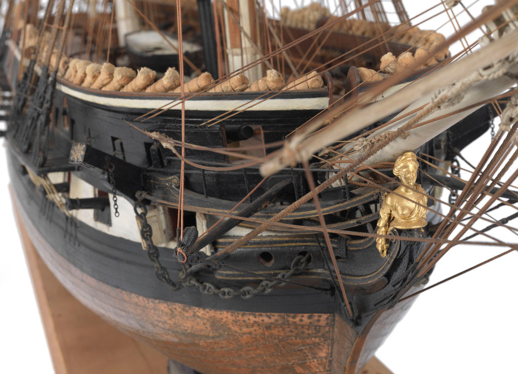 Detail of A full hull and rigged model of the warship and 36-gun frigate 'Phoebe' (1795) by unknown
