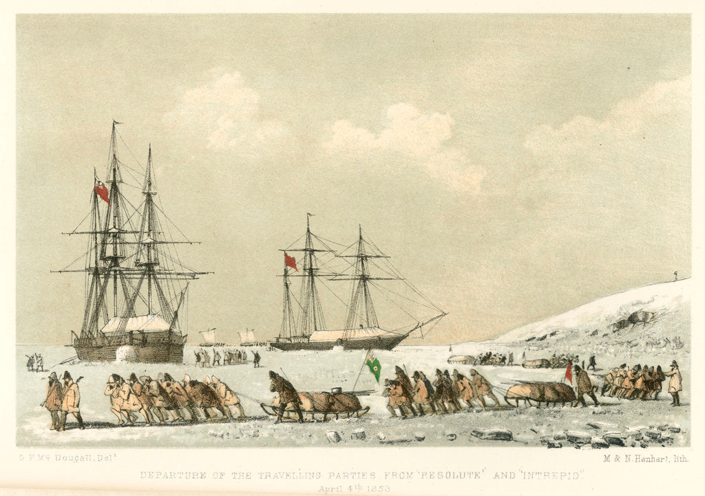Detail of Departure of the travelling parties from 'Resolute' and 'Intrepid', 4 April 1853 by unknown