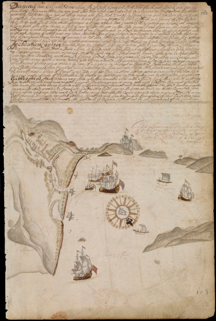 Detail of Plate from Edward Barlow's journal of his life at sea in king's ships, East & West Indiamen & other merchantmen from 1659 to 1703. by Edward Barlow