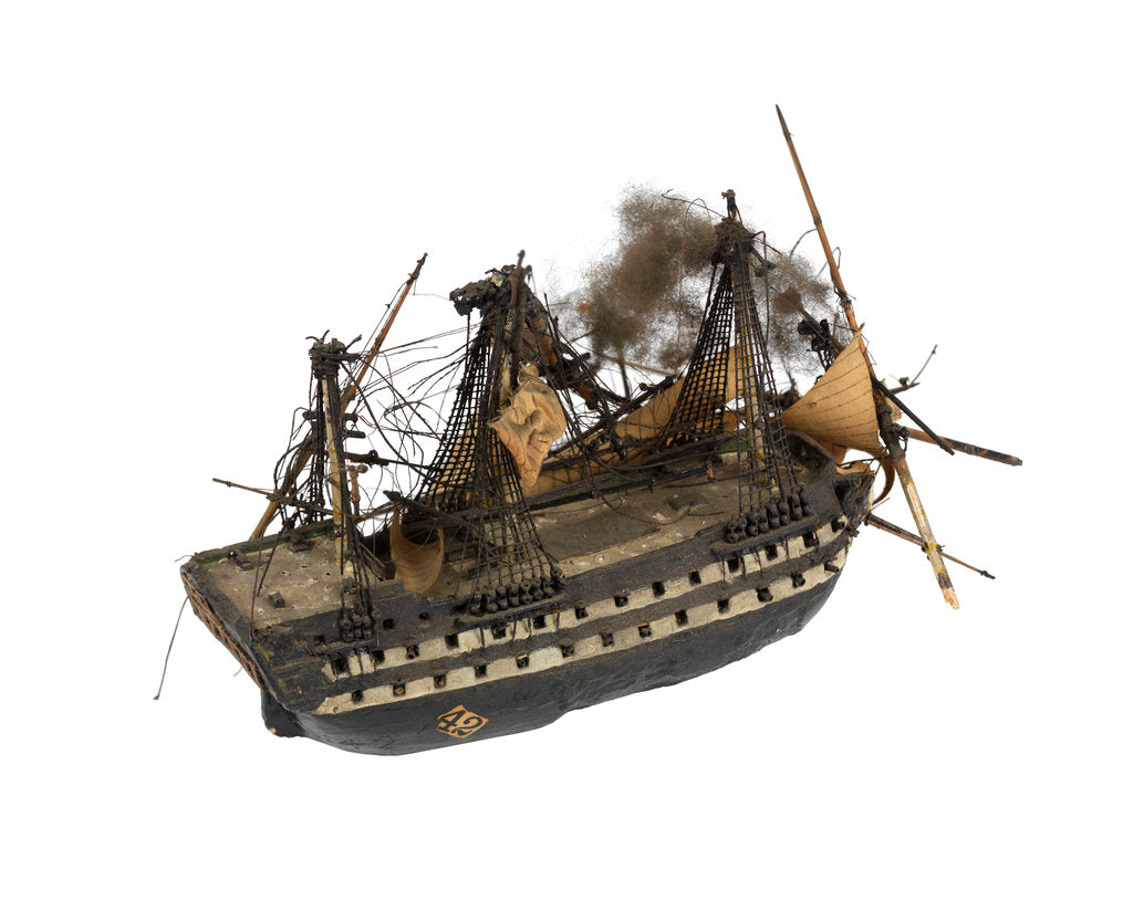 Detail of Warship; 74 gun by William Haines