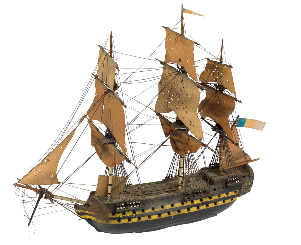 Detail of 'Algeciras'; warship; 74 guns by William Haines