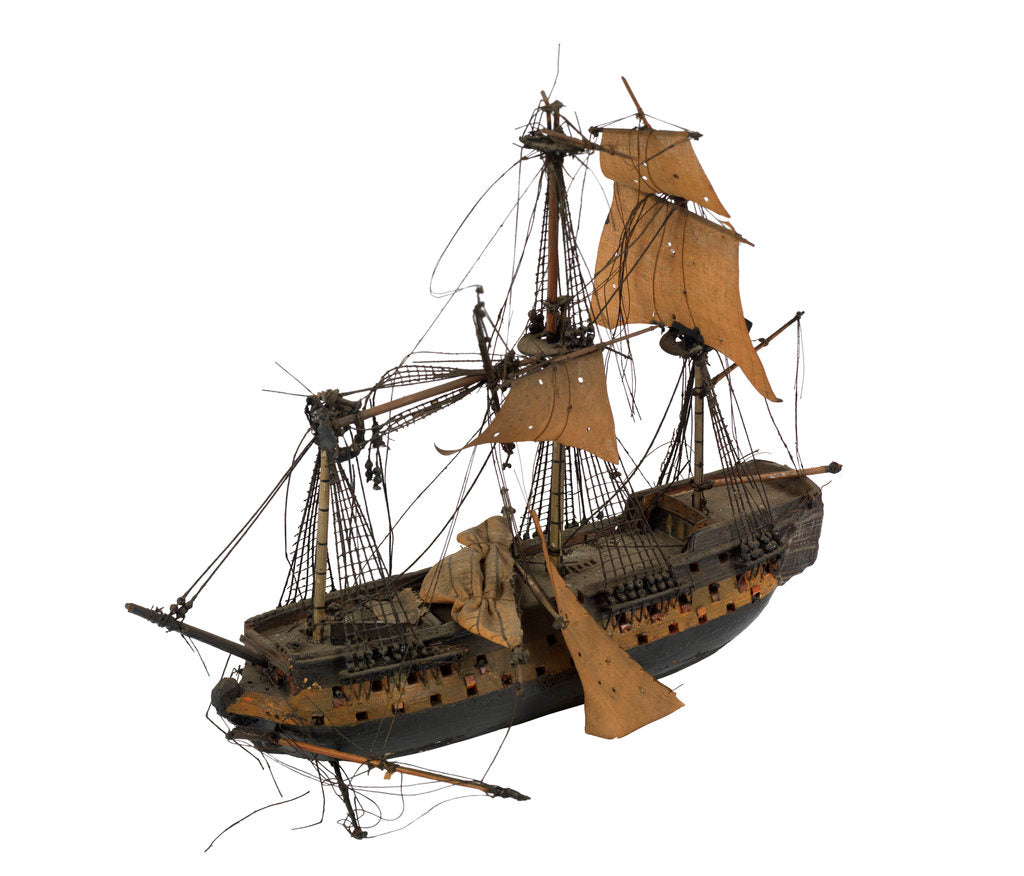 Detail of 'Heros'; warship; 74 guns by William Haines