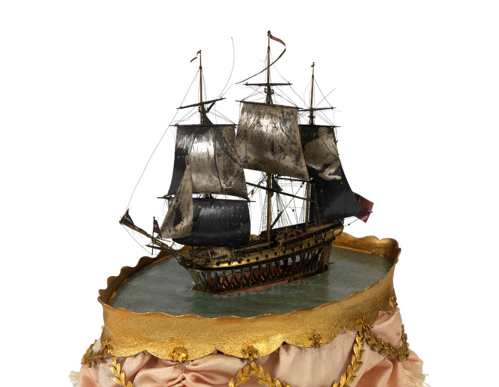 Detail of Warship, 16 guns, 6th rate by unknown
