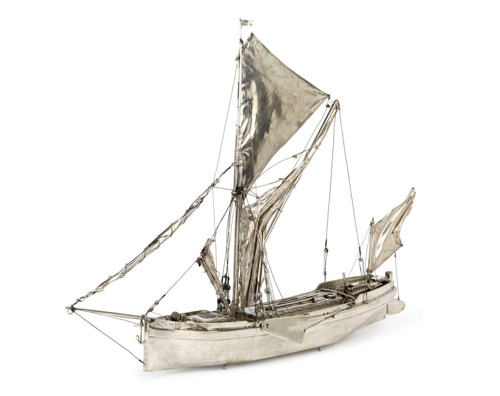 Detail of A full hull model of a Thames sailing barge by Unknown