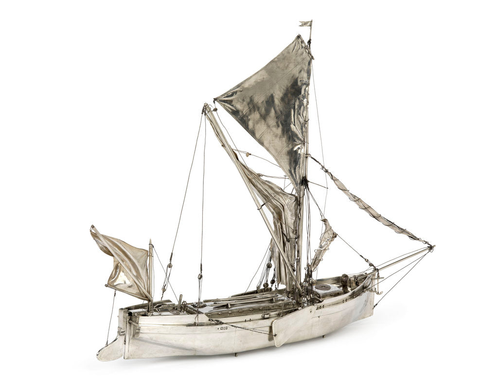 Detail of A full hull model of a Thames sailing barge by unknown