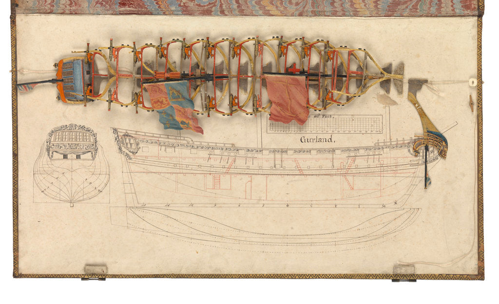 Detail of Folding model and plan of the 'Gurland' (1721) by unknown