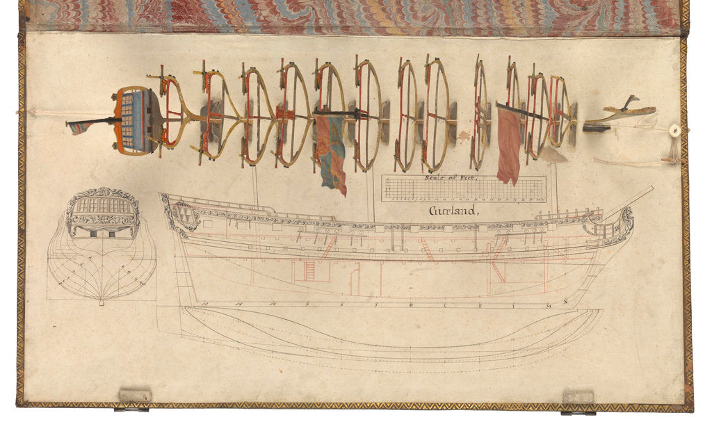 Detail of Folding model and plan of the 'Gurland' (1721) by unknown