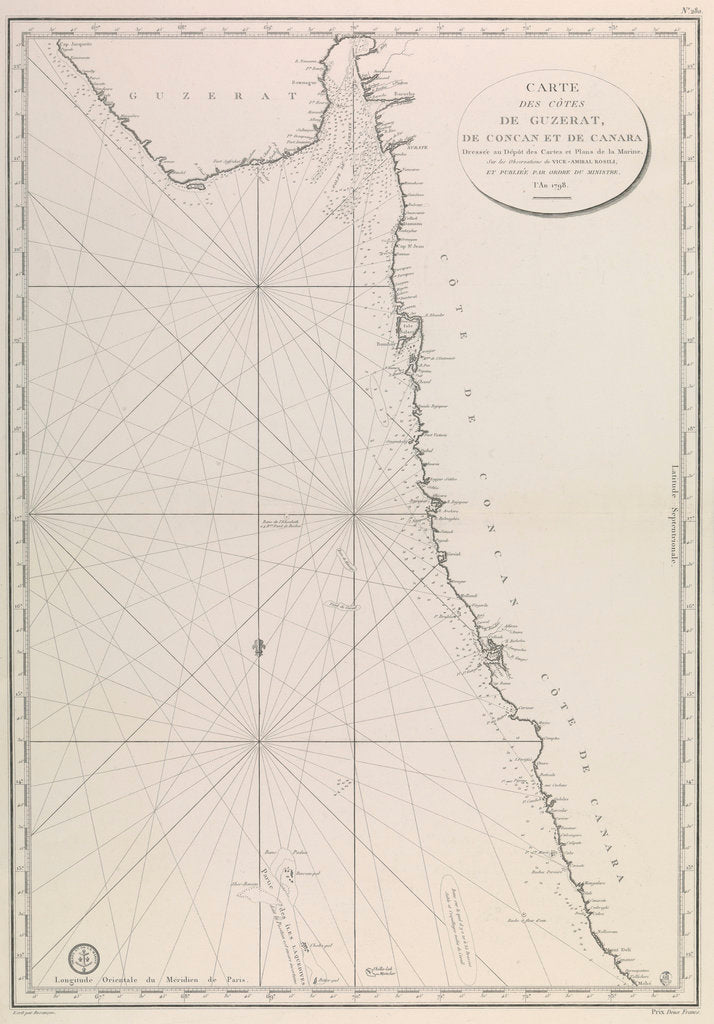 Detail of Map of the Gujarat coast by French Admiralty