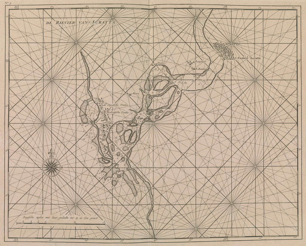 Detail of River approach to Surat by Valentyn & van Keulen