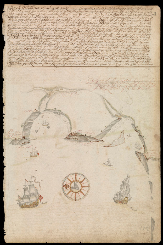 Detail of Plate from Edward Barlow's journal of his life at sea in king's ships, East & West Indiamen & other merchantmen from 1659 to 1703. by Edward Barlow