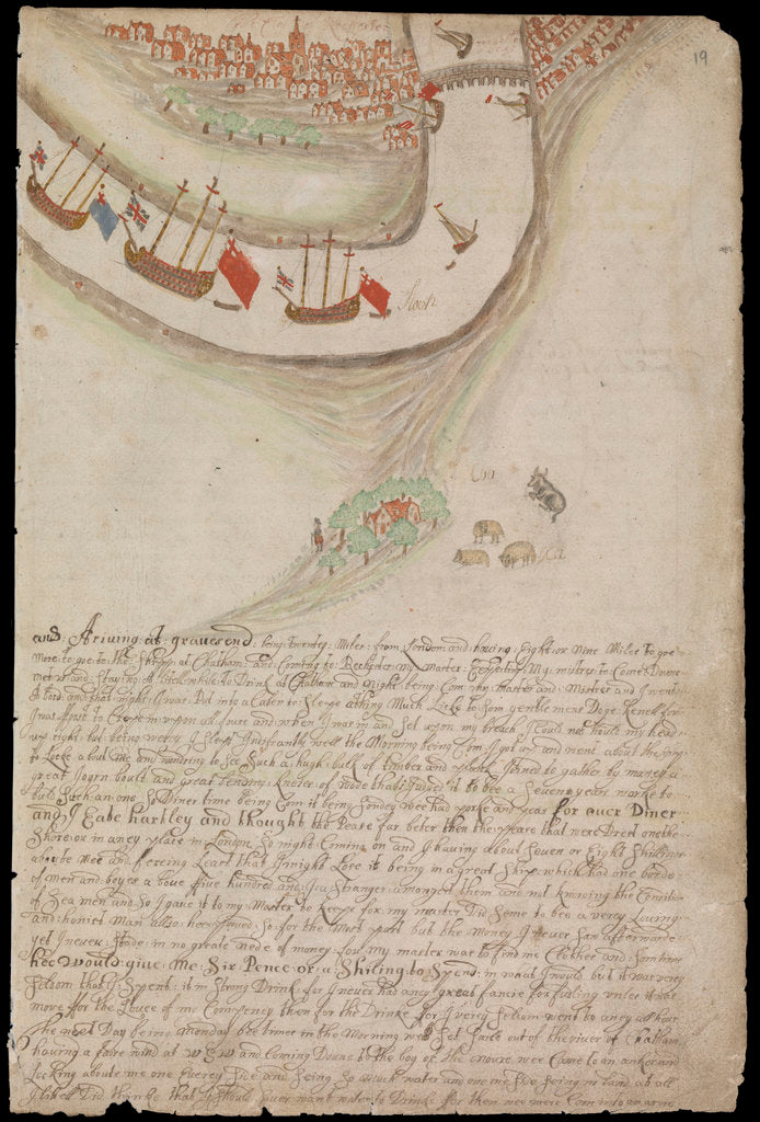 Detail of Plate from Edward Barlow's journal of his life at sea in king's ships, East & West Indiamen & other merchantmen from 1659 to 1703. by Edward Barlow