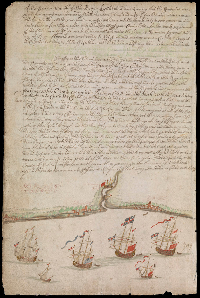 Detail of Plate from Edward Barlow's journal of his life at sea in king's ships, East & West Indiamen & other merchantmen from 1659 to 1703. by Edward Barlow